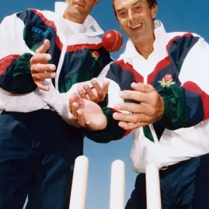 Mike Watkinson and David Lloyd at Lancashire Cricket Club Print 1995