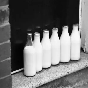 Milk Bottles on Doorstep Print, Ladywood, Birmingham 1977