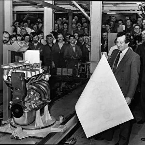 The one millionth Ford engine made at the Ford Engine Plant in Bridgend, Wales
