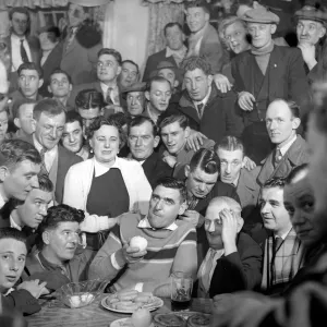Miner Joe Steele seen here taking part in a food eating competition