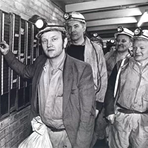 Miner Ken Black clocking off the last underground shift at Bates Pit, Blyth in May 1986