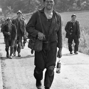Miners of the Bullclliffe Colliery near Wakefield seen here coming off shift Miners of the Bullclliffe Colliery near Wakefield seen here coming off shift