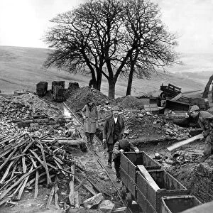 Miners going into the Coalcleugh fluorspar mine at Allendale, near Hexham