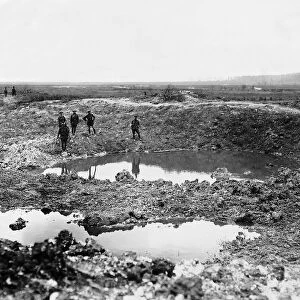 Miniature lake in crater formed by mine explosion 1916 Battle of the Somme