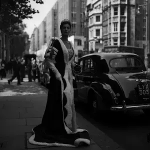 Miss Fiona Campbell Walter in Coronation Robe Print 1952 Miss Fiona Campbell Walter in Coronation Robe Print 1952
