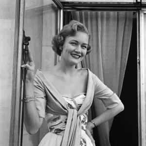 Miss Helen Landon, the American Maid of Cotton for 1957, at the Westbury Hotel Miss Helen Landon, the American Maid of Cotton for 1957, at the Westbury Hotel
