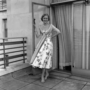 Miss Helen Landon, the American Maid of Cotton for 1957, at the Westbury Hotel Miss Helen Landon, the American Maid of Cotton for 1957, at the Westbury Hotel