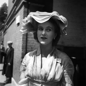 Miss Judith Thomson-Hancock wore this unusual hat to match her dress at Ascot Miss Judith Thomson-Hancock wore this unusual hat to match her dress at Ascot
