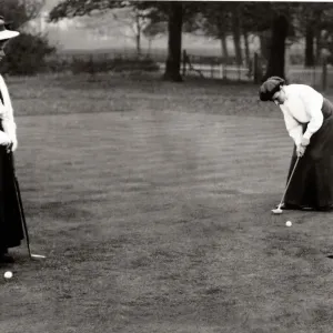 Miss N Bock and Miss M Shepton playing at the Lady Golf Competition at Timperley