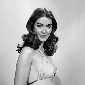 Miss UK and World 1974, Helen Morgan poses in the studio. 24th November 1974