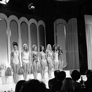 Miss United Kingdom beauty contest at Blackpool. The contestants line up before