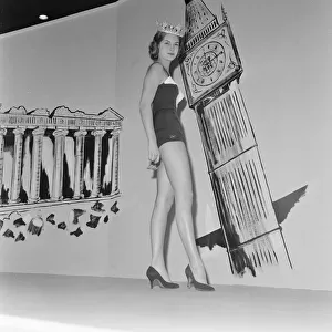 Miss World 1958, Penelope Anne Coelen, makes her first appearance as a fashion model