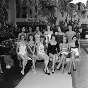 Miss World Contestants at Butlins Hotel, Margate Print 1957 Miss World Contestants at Butlins Hotel, Margate Print 1957