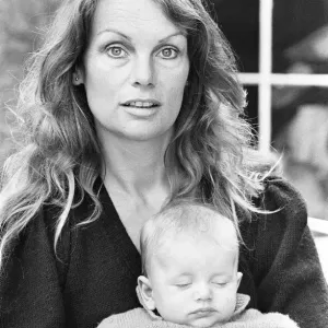 Former model Jean Shrimpton, 36, pictured with baby son Thaddeus, aged 3 months Former model Jean Shrimpton, 36, pictured with baby son Thaddeus, aged 3 months