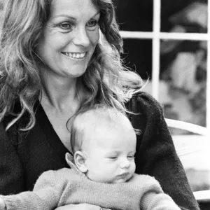 Former model Jean Shrimpton, 36, pictured with baby son Thaddeus, aged 3 months Former model Jean Shrimpton, 36, pictured with baby son Thaddeus, aged 3 months