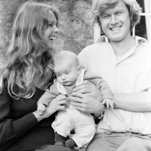 Former model Jean Shrimpton, 36, pictured with husband Michael Cox and baby son Thaddeus Former model Jean Shrimpton, 36, pictured with husband Michael Cox and baby son Thaddeus