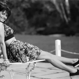 Model poses for a fashion shoot. 17th February 1988