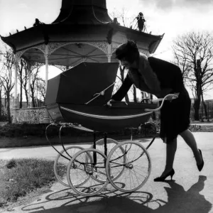 Model Rena, pictured in Newcastles Exhibition Park with a Silver Corss pram on 26th Model Rena, pictured in Newcastles Exhibition Park with a Silver Corss pram on 26th