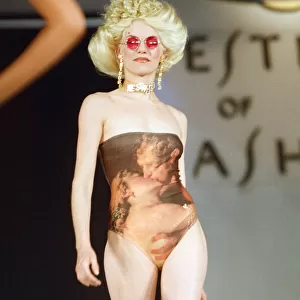 Model Sara Stockbridge pictured on the catwalk during Vivienne Westwood fashion show at