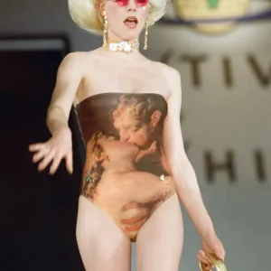 Model Sara Stockbridge pictured on the catwalk during Vivienne Westwood fashion show Model Sara Stockbridge pictured on the catwalk during Vivienne Westwood fashion show
