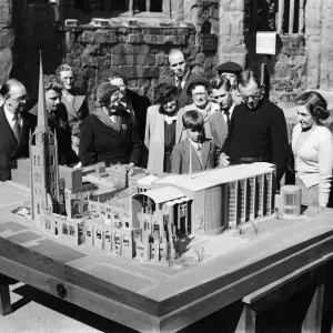 A Model of Coventry Cathedral Print Circa 1952 A Model of Coventry Cathedral Print Circa 1952
