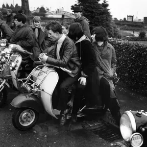 Mods on Scooters at Clacton Sea Front Print 1964 Mods on Scooters at Clacton Sea Front Print 1964
