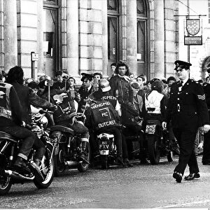 Mods and Rockers with motorbikes