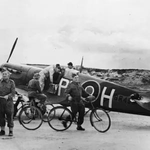 Black and white print of soldiers on bicycles Black and white print of soldiers on bicycles