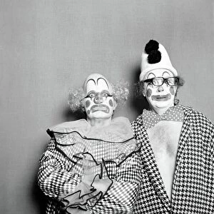 Morecombe and Wise comedy double act seen here as Clowns. June 1976