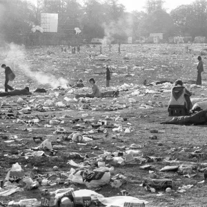 The morning after the Rolling Stones concert at Knebworth House, Hertfordshire The morning after the Rolling Stones concert at Knebworth House, Hertfordshire