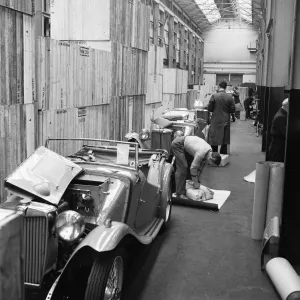 Morris MG Roadsters fresh off the production line await packing for export at Morris Morris MG Roadsters fresh off the production line await packing for export at Morris