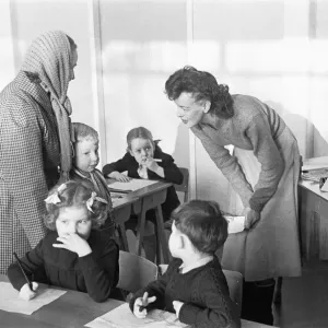 A Mother's First Day, South Mead School Print, 1954