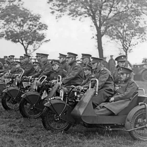 Motor-cyclists Print: 4th Royal Northumberland Fusiliers on Parade