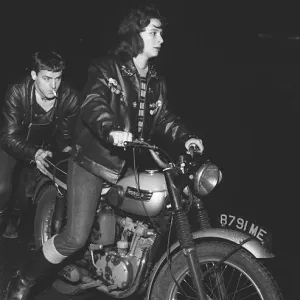 Motorbikes at Ace Cafe London Print, January 1961