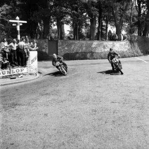 Motorsport. Isle of Man TT Races 1953 P. Baldwin (No. 51) and D. Cholerton (No Motorsport. Isle of Man TT Races 1953 P. Baldwin (No. 51) and D. Cholerton (No