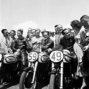 Motorsport. Isle of Man TT Races 1953 Ray Aman(59) and K Kavanagh(49) Motorsport. Isle of Man TT Races 1953 Ray Aman(59) and K Kavanagh(49)