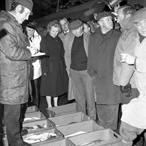 MP Margaret Thatcher visits Bristol fish market, 23 Feb 1976