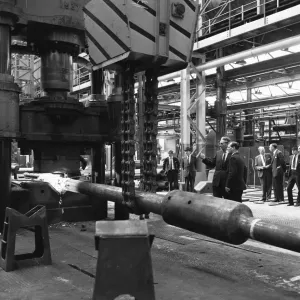 Mr David Ennals MP Under Secretary for the Army, seen here in the forge shop of Mr David Ennals MP Under Secretary for the Army, seen here in the forge shop of