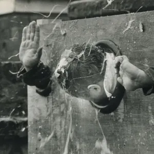 Mr Doug Chapman of the Hastings Arms, Seaton Delaval in the stocks for charity on 31st