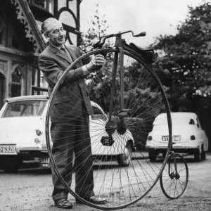 Mr Frederick Witts with his penny farthing bicycle at his home in Bryncoch, Neath, Wales Mr Frederick Witts with his penny farthing bicycle at his home in Bryncoch, Neath, Wales