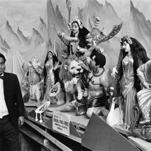 Mr Gupta with Indian statues. 13th October 1969 Mr Gupta with Indian statues. 13th October 1969