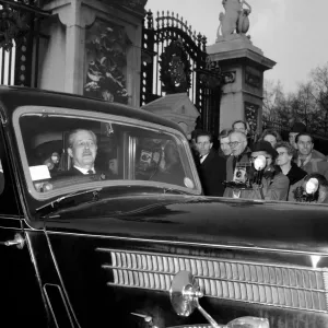 Mr. Harold MacMillan seen here leaving Buckingham Palace after seeing the Queen