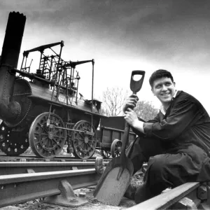 Mr. Jim Rees with Locomotion No.1 Print, Beamish Museum 1989 Mr. Jim Rees with Locomotion No.1 Print, Beamish Museum 1989