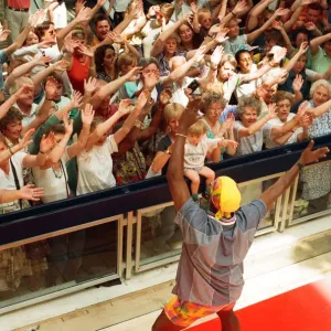 Mr Motivator aka Derrick Evans at Broad Street Mall, Reading. 25th June 1996 Mr Motivator aka Derrick Evans at Broad Street Mall, Reading. 25th June 1996