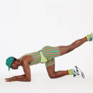 Mr Motivator Derek Evans performing floor exercises. 3rd September 1993