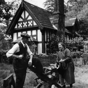 Mr. and Mrs. Green outside Swiss Cottage, Tittensor, Staffordshire Mr. and Mrs. Green outside Swiss Cottage, Tittensor, Staffordshire