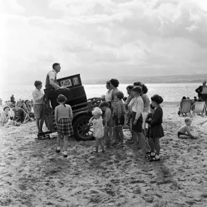 Mr Percy Tucker on Exmouth Beach, 1954 Print