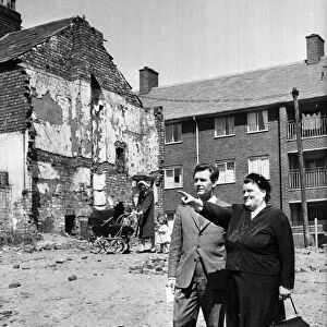 Mrs Bessie Braddock MP Seen here visiting one of the slum areas in Liverpool