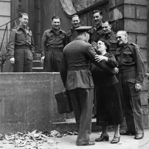 Mrs Cecilia Tarrant of 7 Camberwell Grove, London, greets her returning son Charlie with Mrs Cecilia Tarrant of 7 Camberwell Grove, London, greets her returning son Charlie with