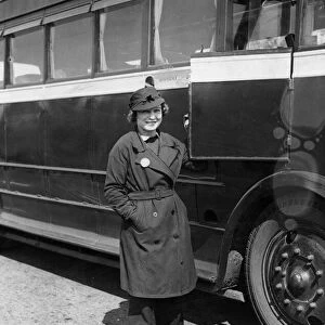 Mrs Hilda Crew, of Pontllanfraith, said to be the first female bus-driver in